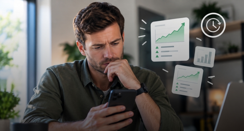 Person looking through his investments